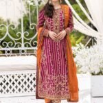 Farah Talib Aziz Wedding Edition – Unstitched Heavy Embroidered Chiffon Suit with Adda Work, Jamawar Trouser & Handwork Dupatta | Luxury Bridal Wear