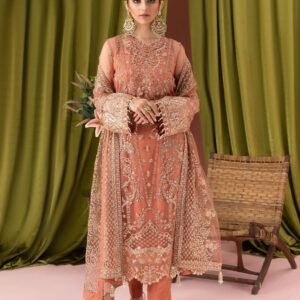 ZAHA Luxury Net Suit – Unstitched Heavy Sequin Embroidered Dress with Adda Work, 4-Side Dupatta & Malai Trouser | Wedding & Festive Wear