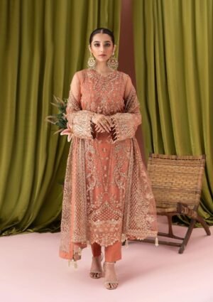ZAHA Luxury Net Suit – Unstitched Heavy Sequin Embroidered Dress with Adda Work, 4-Side Dupatta & Malai Trouser | Wedding & Festive Wear