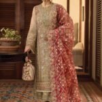 CRIMSON Luxury Organza Suit – Unstitched Heavy Adda Work Embroidered Dress with Silk Printed Dupatta & Shamos Silk Trouser | Wedding & Festive Wear