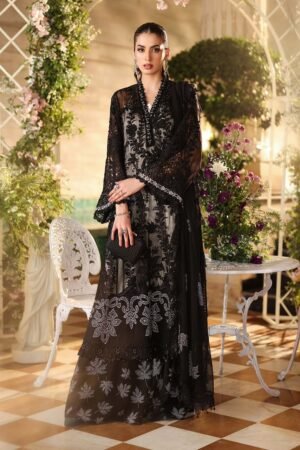 MARIA B Chiffon Suit – Heavy Embroidered Unstitched Wedding Wear