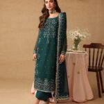 ASIM JOFA Luxury Chiffon Suit – Unstitched Heavy Embroidered Chiffon Dress with Sequin Work, Cutwork Dupatta & Malai Trouser | Wedding & Festive Wear