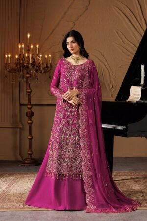 EMAAN ADEEL Luxury Chiffon Collection – Heavy Embroidered Chiffon Suit with Adda Work, Cutwork Daman & Silk Trouser | Wedding & Festive Wear