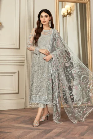 ZARIF Luxury Net Collection – Unstitched Heavy Embroidered Net Suit with Sequin Work, Cutwork Dupatta & Charmouse Silk Trouser | Wedding & Festive Wear