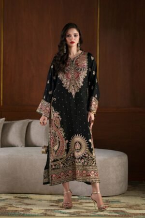 HIT CODE ETHNIC Kaftan – Unstitched Shamoz Silk Suit