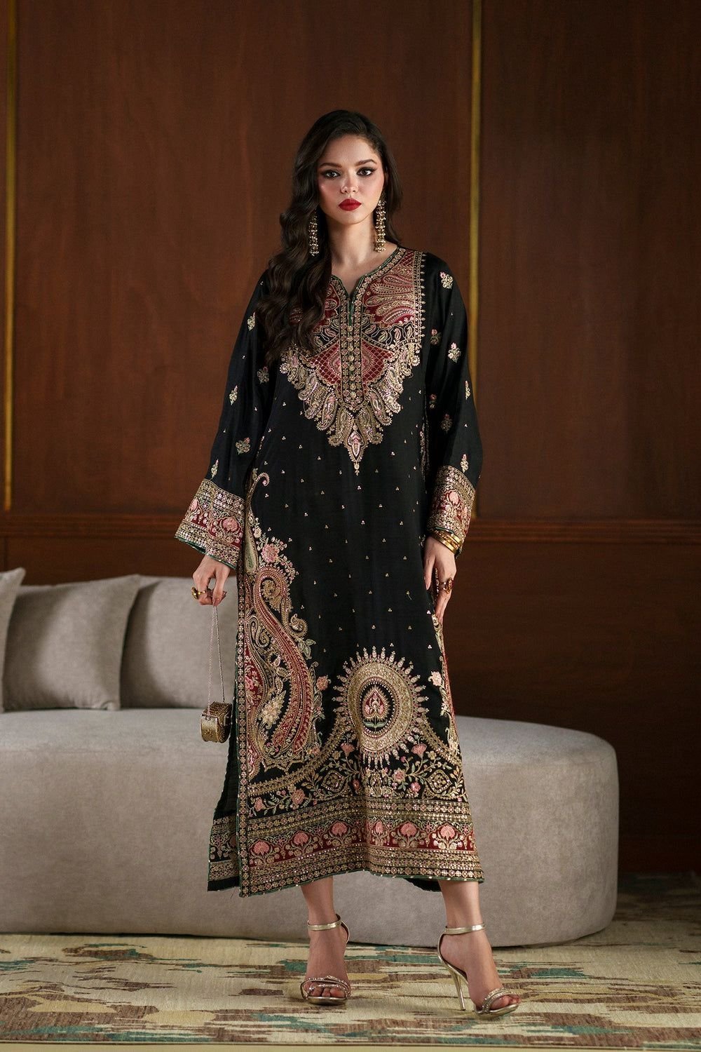 HIT CODE ETHNIC Kaftan – Unstitched Shamoz Silk Suit