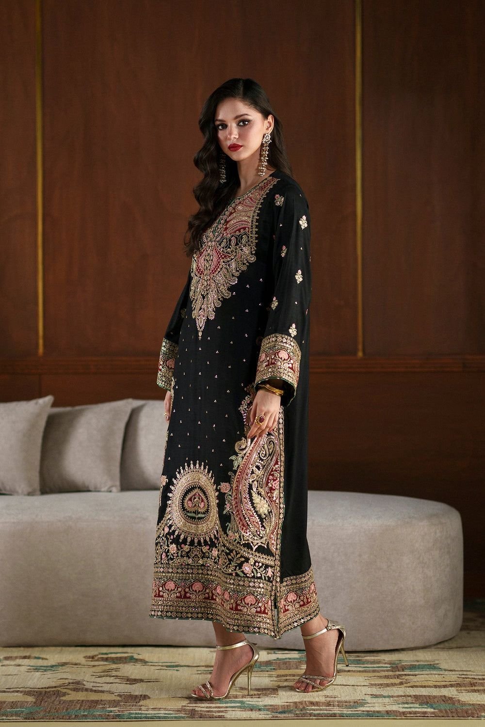 HIT CODE ETHNIC Kaftan – Unstitched Shamoz Silk Suit - Image 2