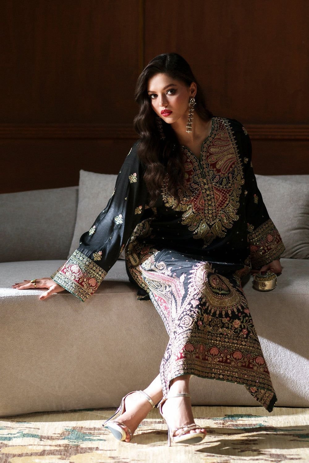 HIT CODE ETHNIC Kaftan – Unstitched Shamoz Silk Suit - Image 3