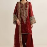 JAZMIN Chiffon Suit – Unstitched Heavy Sequin Embroidered Dress with Silk Trouser & Dupatta | Wedding Wear