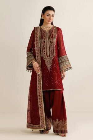 JAZMIN Chiffon Suit – Unstitched Heavy Sequin Embroidered Dress with Silk Trouser & Dupatta | Wedding Wear