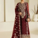 ALIZEH Unstitched Chiffon Suit – Elegant Sequence Work with Silk Trouser
