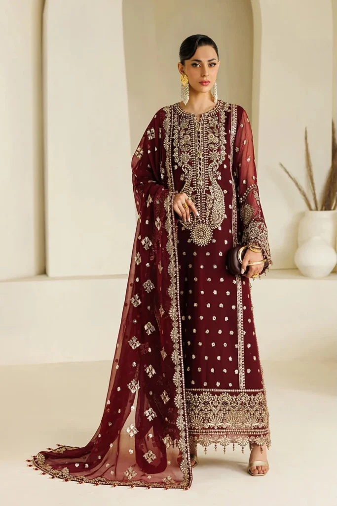 ALIZEH Unstitched Chiffon Suit – Elegant Sequence Work with Silk Trouser