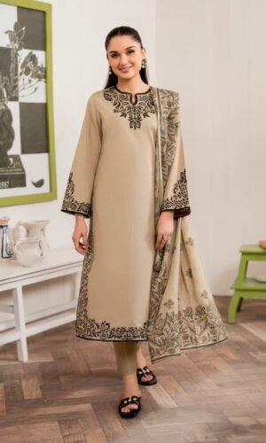 GARNET Dhanak Suit – Premium Winter Embroidered Collection