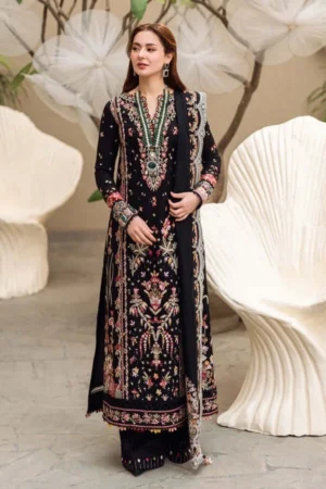 QALAMQAR Dhanak Suit – 3PC Elegant Luxury Embroidered Cutwork Shawl Set