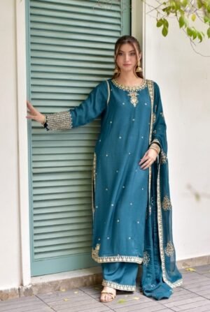 LAAM Luxury Chiffon Embroidered Suit